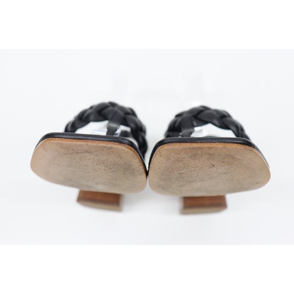 Bernardo Anthropologie Jasmine Thong Heels Black Leather Braided 7.5 $198 MSRP - Picture 8 of 13
